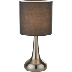 Lighting Collection Satin Silver Touch Lamp with Dark Grey Shade - Size: 34 x 16 x 16cm - Wilko - thumbnail 4