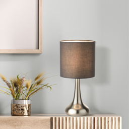 Lighting Collection Satin Silver Touch Lamp with Dark Grey Shade - Size: 34 x 16 x 16cm - Wilko - thumbnail 3