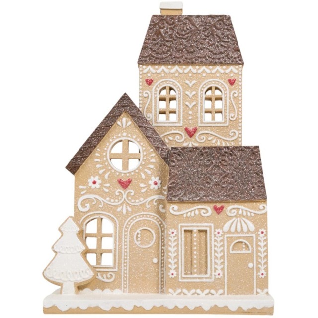 Frosted Gingerbread House Standing DecorationNatural - Candy Cane Lane - Wilko - image 1