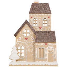 Frosted Gingerbread House Standing DecorationNatural - Candy Cane Lane - Wilko - thumbnail 1