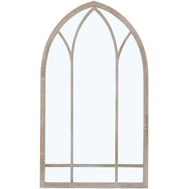 Living and Home Brown Arched Metal Window Mirror 48 x 82.5cm - Size: 82 x 48cm - Grey - Wilko - image 1