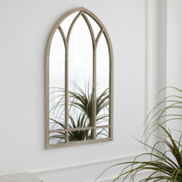 Living and Home Brown Arched Metal Window Mirror 48 x 82.5cm - Size: 82 x 48cm - Grey - Wilko - thumbnail 3