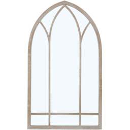 Living and Home Brown Arched Metal Window Mirror 48 x 82.5cm - Size: 82 x 48cm - Grey - Wilko - thumbnail 1