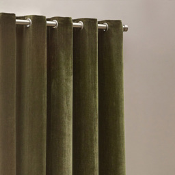 Yard Olive Heavy Chenille Velvet Eyelet Curtain  168 x 229cm - Size: W 229 x D 168cm - Green - Yard Living - Wilko - thumbnail 4