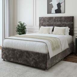 Bedmaster Small Double Charcoal Chenille Divan Base with Milan Headboard - Grey - Wilko - thumbnail 1