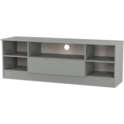 Crowndale Milan Single Drawer 5 Shelf Dusk Grey Wide TV Unit Ready Assembled - Size: 50 x 144 x 39cm - Wilko - thumbnail 5
