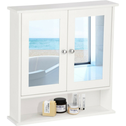 Costway White Adjustable Wooden Hanging Medicine Organizer with Mirror - Size: 64 x 34 x 14cm - Wilko - thumbnail 3