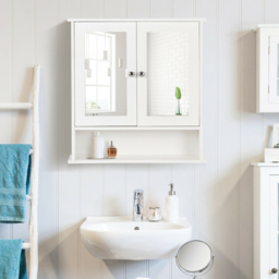 Costway White Adjustable Wooden Hanging Medicine Organizer with Mirror - Size: 64 x 34 x 14cm - Wilko - thumbnail 4