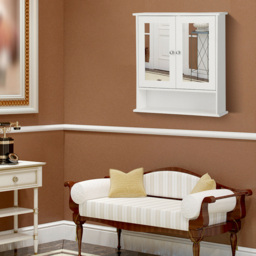 Costway White Adjustable Wooden Hanging Medicine Organizer with Mirror - Size: 64 x 34 x 14cm - Wilko - thumbnail 5