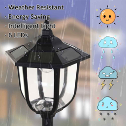Outsunny 1.77m Black LED Solar Powered Lamp Post - Size: 26.5 x 26.5 x 177cm - Wilko - thumbnail 6