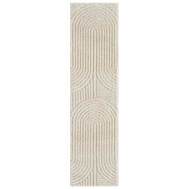 Desire Rugs Isabella Cream Embossed Mazia Arch Lines Rug 60 x 220cm - Wilko - image 1