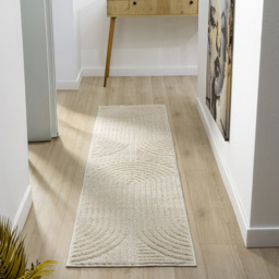 Desire Rugs Isabella Cream Embossed Mazia Arch Lines Rug 60 x 220cm - Wilko - thumbnail 3
