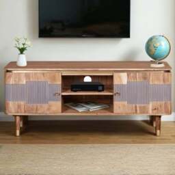 Brooklyn Wilton 2 Door 2 Shelf Acacia Wood TV unit - Brown - Wilko - thumbnail 1