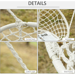Outsunny 2 Seater Rope Hanging Hammock Chair with Metal Frame - Cream - Wilko - thumbnail 7