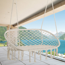 Outsunny 2 Seater Rope Hanging Hammock Chair with Metal Frame - Cream - Wilko - thumbnail 1