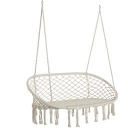 Outsunny 2 Seater Rope Hanging Hammock Chair with Metal Frame - Cream - Wilko - thumbnail 3