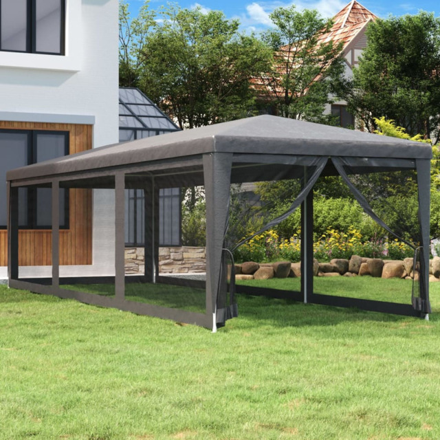 vidaXL 3 x 9m Anthracite Foldable Party Tent with 8 Mesh Sidewalls - Grey - Wilko - image 1