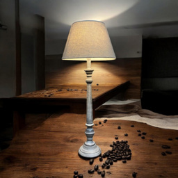 Acacia Home Minster 60cm Grey Washed Wood Tall Table Lamp with Taupe Linen Shade - Size: 60 x 20 x 20cm - Cream - Wilko - thumbnail 3