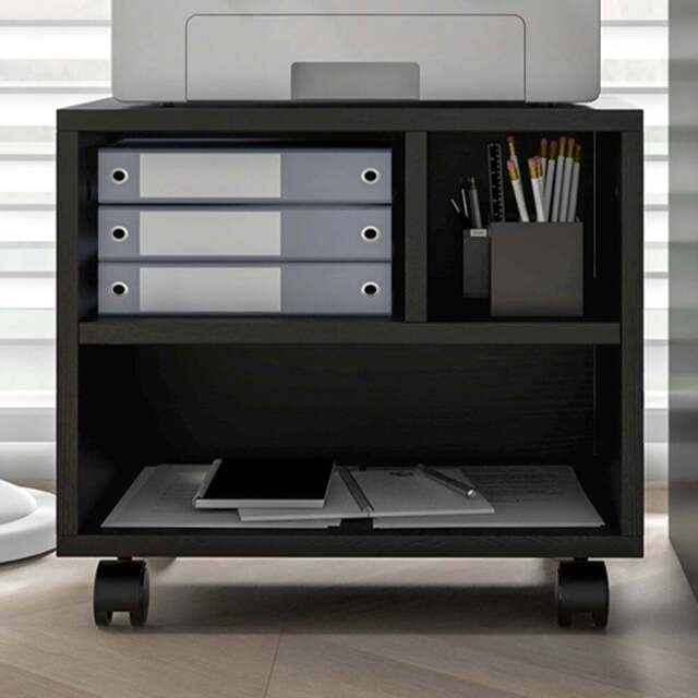 HOMCOM 3 Shelf Black Printer Stand - Size: 36 x 30 x 40cm - Wilko - image 1
