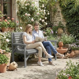 Outsunny 2 Seater Grey Wooden Garden Bench - Wilko - thumbnail 5