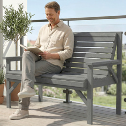 Outsunny 2 Seater Grey Wooden Garden Bench - Wilko