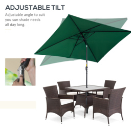 Outsunny Green Crank and Tilt Parasol 3 x 2m - Size: 3m - Wilko - thumbnail 5