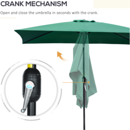 Outsunny Green Crank and Tilt Parasol 3 x 2m - Size: 3m - Wilko - thumbnail 6