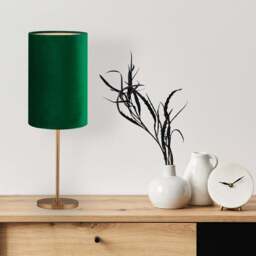 Lighting Collection Dark Gold Table Lamp with Deep Green Velvet Shade - Size: 45.2 x 15 x 15cm - Wilko - thumbnail 3