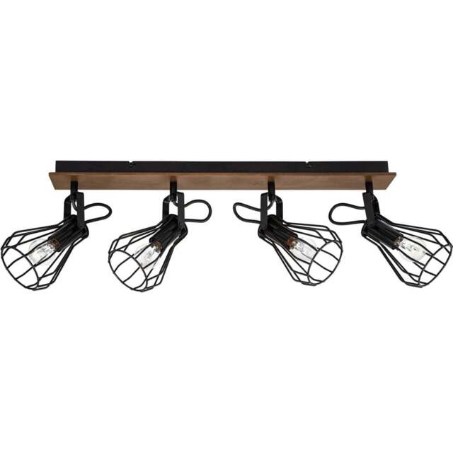 Cosylyte Kendan Matt Black 4 Light Wire Shade Spotlight - Size: 75.5 x 17.5 x 13.5cm - Brown - Wilko - image 1