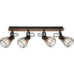 Cosylyte Kendan Matt Black 4 Light Wire Shade Spotlight - Size: 75.5 x 17.5 x 13.5cm - Brown - Wilko - thumbnail 4