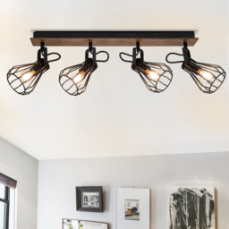 Cosylyte Kendan Matt Black 4 Light Wire Shade Spotlight - Size: 75.5 x 17.5 x 13.5cm - Brown - Wilko - thumbnail 3