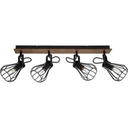 Cosylyte Kendan Matt Black 4 Light Wire Shade Spotlight - Size: 75.5 x 17.5 x 13.5cm - Brown - Wilko - thumbnail 1