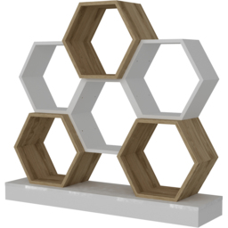 Decorotika Flower White and Oud Wide Hexagonal Bookcase - Size: 109 x 120 x 29.5cm - Multi - Wilko - thumbnail 6
