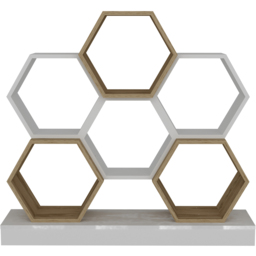 Decorotika Flower White and Oud Wide Hexagonal Bookcase - Size: 109 x 120 x 29.5cm - Multi - Wilko - thumbnail 3