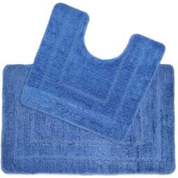 Allure Bath Fashions Lisa Cornish Blue Non-Slip Bath Mat and Pedestal Mat Set 2 Piece - Size: 45 x 75cm - Wilko - thumbnail 1