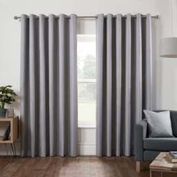 Divante Hoxton Silver Blackout Eyelet Curtains 168 x 183cm - Size: W 168 x D 183cm - Wilko - thumbnail 3