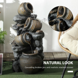Outsunny 4 Tier Solar Powered LED Water Feature 72cm - Size: 48 x 47.5 x 71cm - Grey - Wilko - thumbnail 7