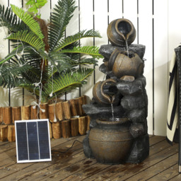 Outsunny 4 Tier Solar Powered LED Water Feature 72cm - Size: 48 x 47.5 x 71cm - Grey - Wilko - thumbnail 3