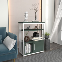 Decorotika Letos Single Door 3 Shelf Green and White Bookshelf - Size: 80 x 60 x 29.6cm - Multi - Wilko - thumbnail 6