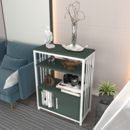 Decorotika Letos Single Door 3 Shelf Green and White Bookshelf - Size: 80 x 60 x 29.6cm - Multi - Wilko - thumbnail 5