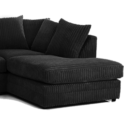 Portland Luxor 4 Seater Black Jumbo Cord Right Hand L Shape Corner Sofa - Wilko - thumbnail 5