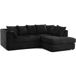 Portland Luxor 4 Seater Black Jumbo Cord Right Hand L Shape Corner Sofa - Wilko - thumbnail 3