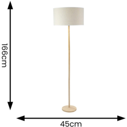 ValueLights Triston White Edge Drum Shade Light Wood LED Floor Lamp - Cream - Wilko - thumbnail 7