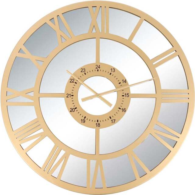 Charles Bentley Coniston Gold Mirrored Round Skeleton Indoor and Outdoor Wall Clock 80cm - Size: 80 x 5 x 80cm - Bronze - Wilko - image 1