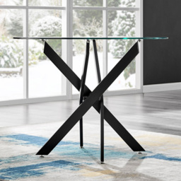 Furniturebox Arona Valera Glass 4 Seater Round Dining Set Black and Grey - Wilko - thumbnail 3