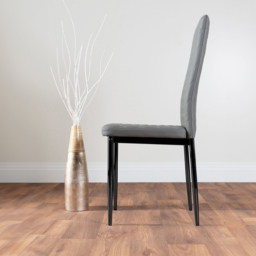 Furniturebox Arona Valera Glass 4 Seater Round Dining Set Black and Grey - Wilko - thumbnail 5