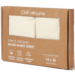 Clair de Lune Cream Organic Cotton Moses Basket Sheet 2 Pack - Size: 74 x 30 x 0.2cm - Wilko - thumbnail 4