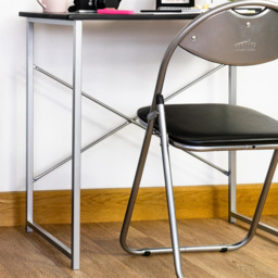 Harbour Housewares Set of 6 Black and Silver Foldable Padded Chair - Wilko - thumbnail 4