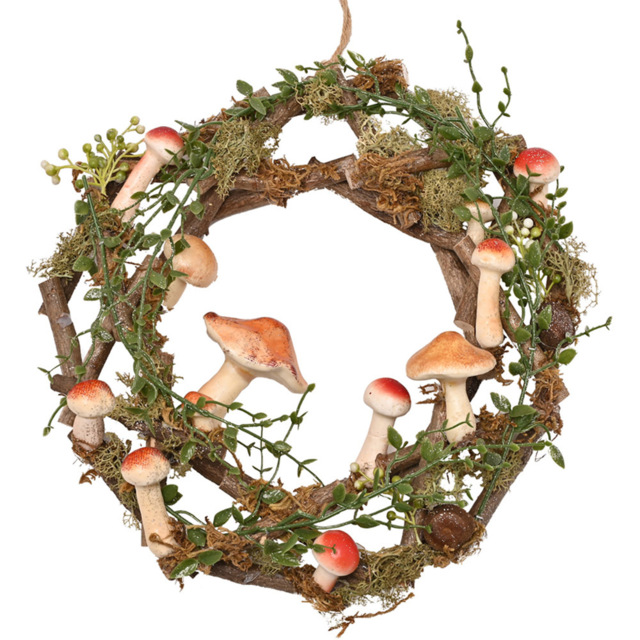 The Seasonal Gift Co. Mushroom Wreath 35cm - Size: 8 x 38 x 38cm - Orange - Wilko - image 1