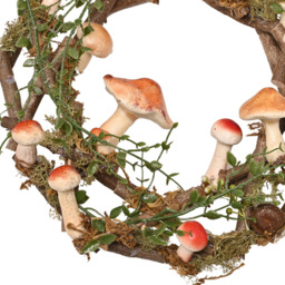 The Seasonal Gift Co. Mushroom Wreath 35cm - Size: 8 x 38 x 38cm - Orange - Wilko - thumbnail 3